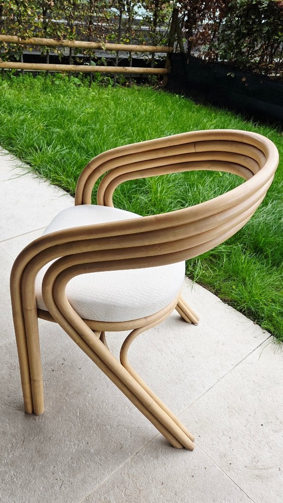 Chaises en rotin en bambou, 2 x, Maison & Meubles, Enlèvement, Comme neuf, Deux