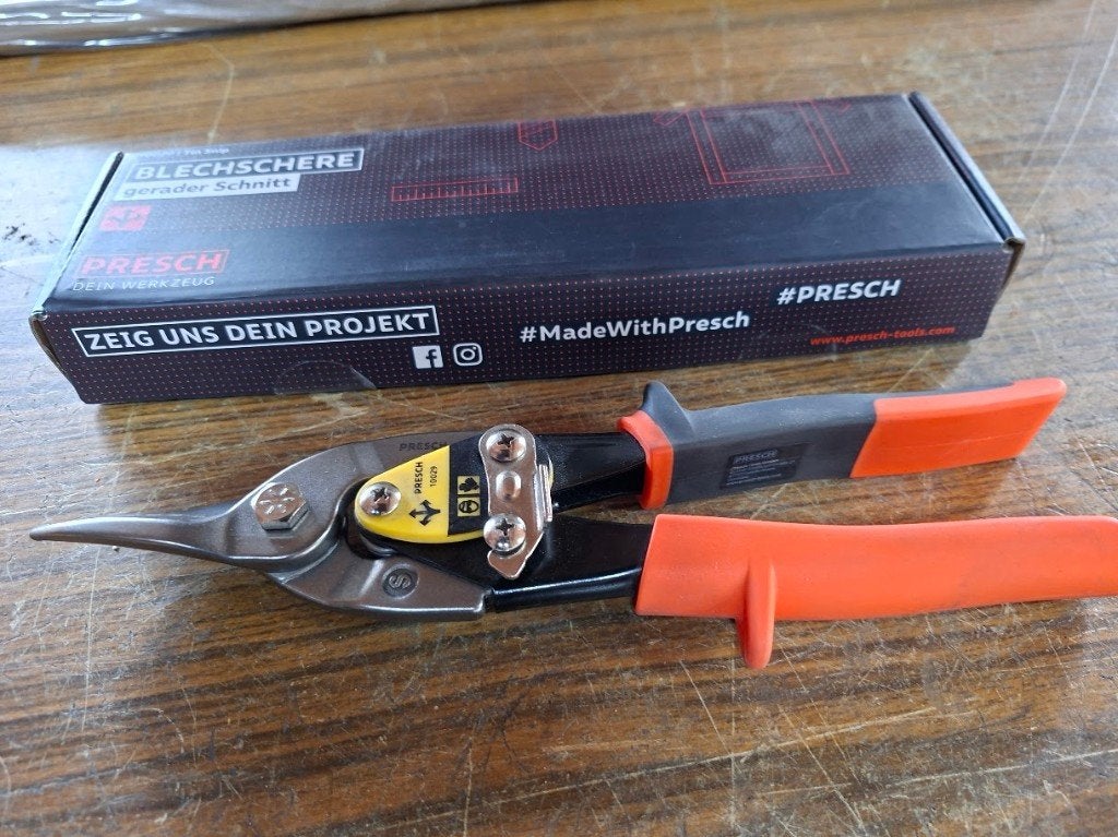 PRESCH Blikschaar (Recht) – Professionele Kwaliteit, Bricolage & Construction, Enlèvement, Comme neuf, Outil de coupe, Autres marques