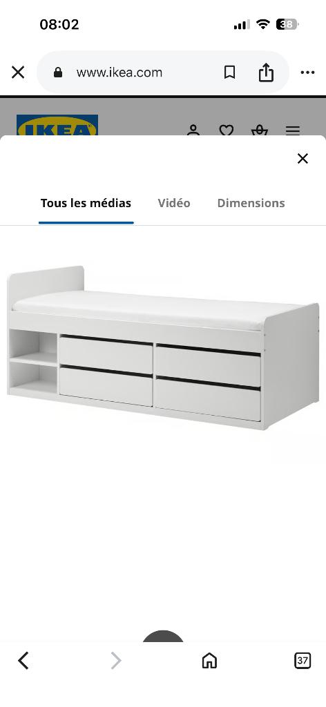 Lit ado, Enlèvement, Comme neuf, 140 à 160 cm