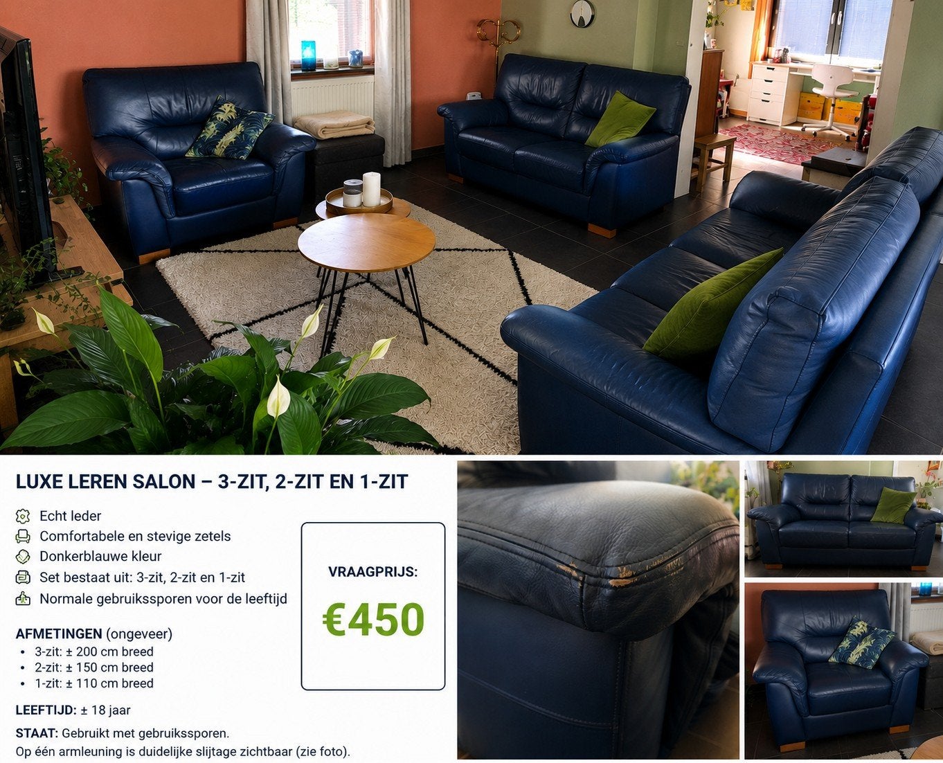 Lederen salon, Huis en Inrichting, Ophalen