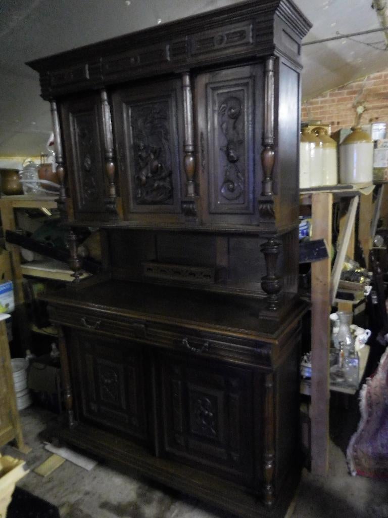 Oude  Henrie  DEUX  kast  in  Eik, Antiek en Kunst, Ophalen