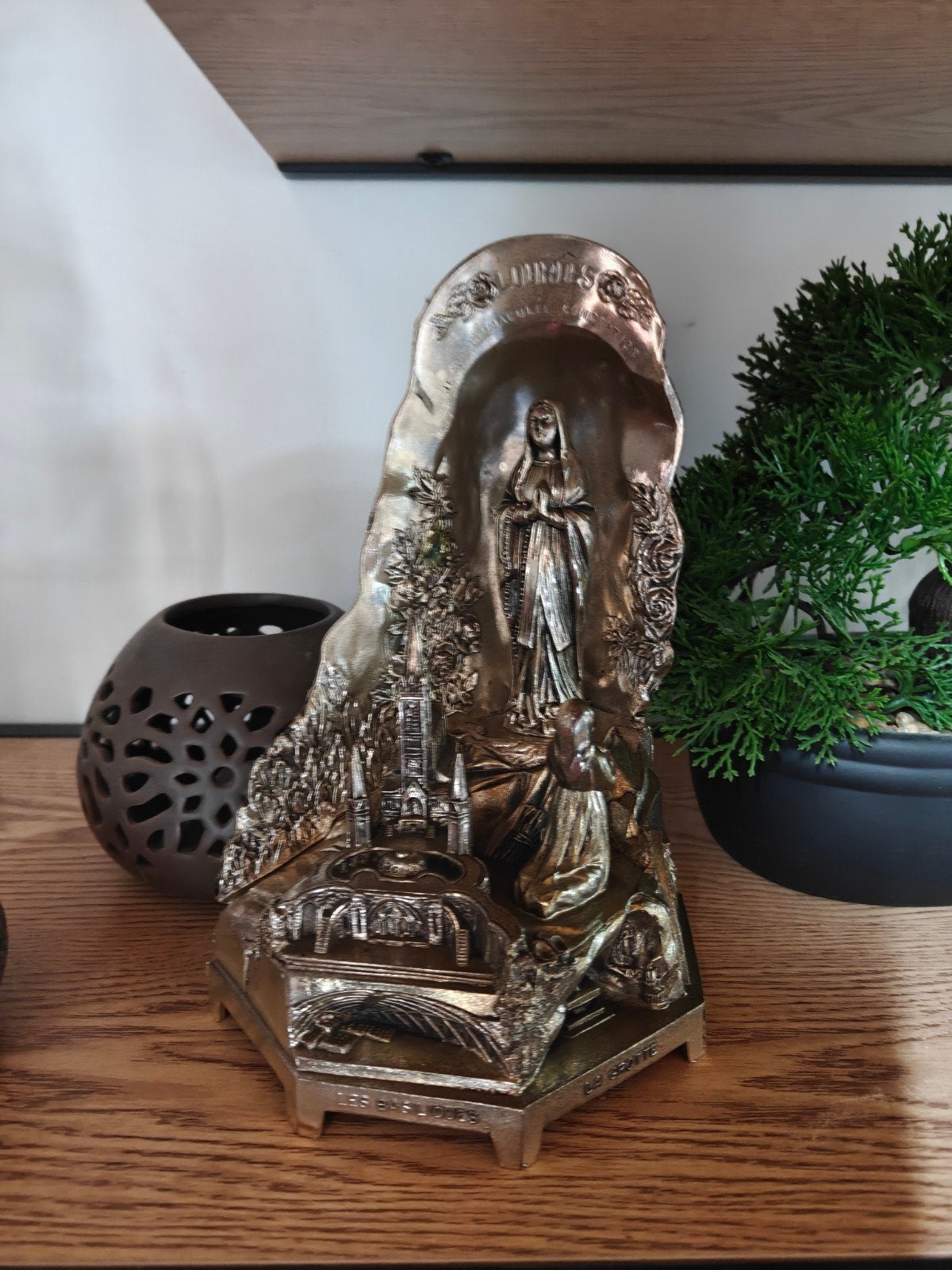 Vintage Maria-beeld – Onze-Lieve-Vrouw van Lourdes – metaal, Ophalen of Verzenden