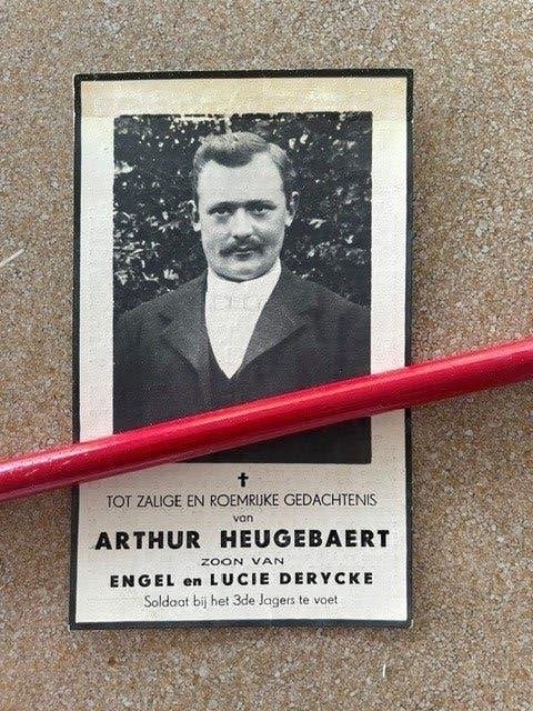 14-18 Soldaat 3Jagers te Voet Dikkebus HEUGEBAERT + 10/1918, Verzamelen, Ophalen of Verzenden, Bidprentje