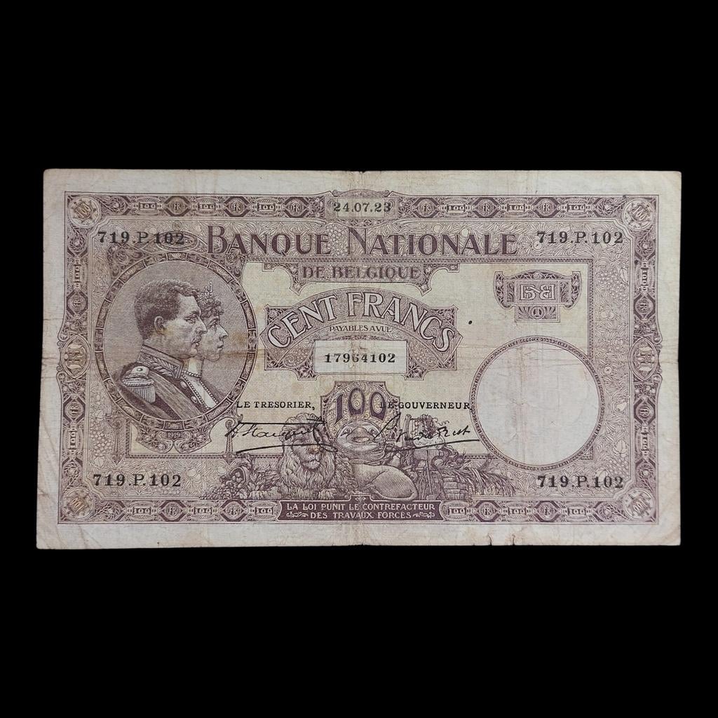 Billet de banque / Belgique / 100 Francs / 24.07.1923, Timbres & Monnaies, Billets de banque | Belgique, Enlèvement ou Envoi, Billets en vrac