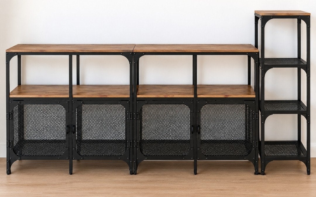 Ensemble de 3 meubles IKEA FJÄLLBO – Style industriel – Bois, Maison & Meubles, Enlèvement