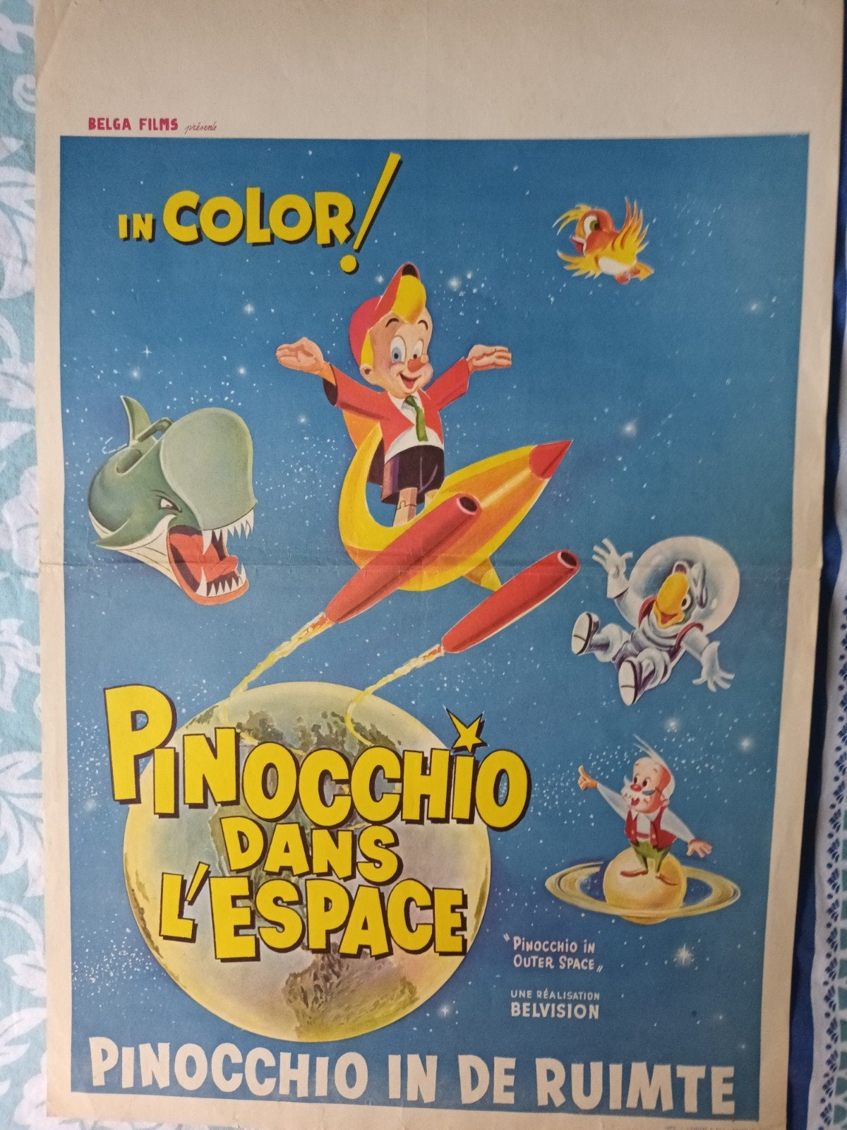 Filmposter Pinocchio in de ruimte, Verzenden, A1 t/m A3, Film en Tv, Rechthoekig Staand