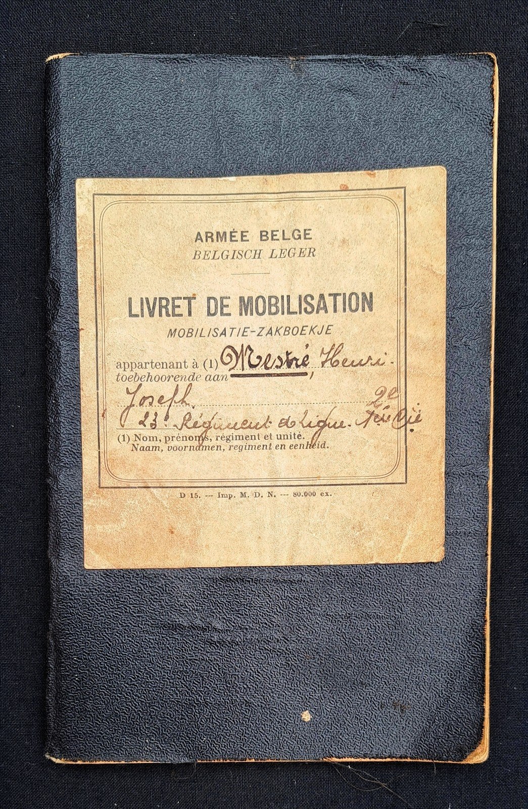 ABBL Mobilisatieboekje van het Belgische leger, Verzamelen, Ophalen of Verzenden