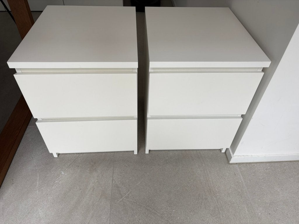 MALM nachtkastjes 2x wit, Maison & Meubles, Chambre à coucher | Tables de chevet, Utilisé, Moins de 55 cm, Moins de 45 cm, Bois
