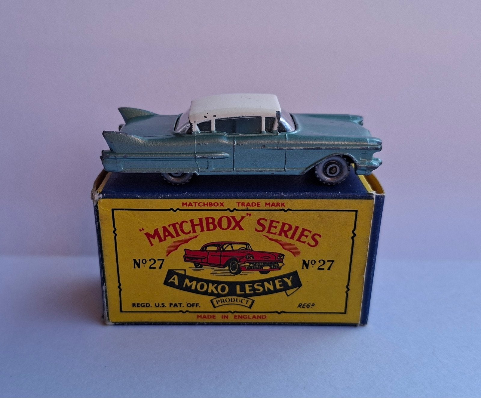 Matchbox - Lesney nr.27c Cadillac Sixty Special Green body!, Hobby en Vrije tijd, Ophalen of Verzenden, Zo goed als nieuw, Auto