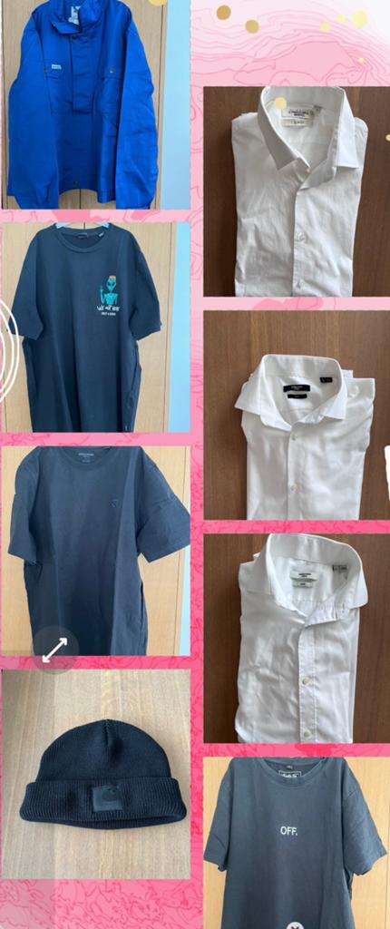 Kleding 8st. man (muts carhartt, hemden jack & jones, …), Ophalen, Zo goed als nieuw, Maat 46 (S) of kleiner