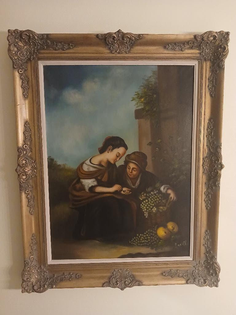 schilderij vrouwen met fruit, Antiek en Kunst, Ophalen