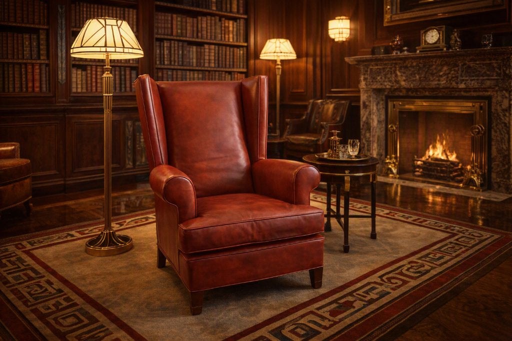 Echt lederen vintage oorfauteuil, Ophalen