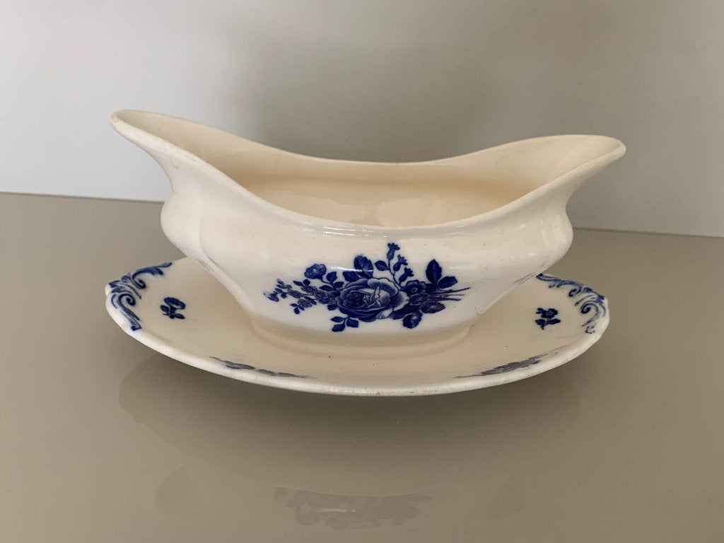 antieke sauskom met onderschotel, Antiek en Kunst, Ophalen of Verzenden