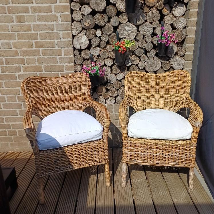 2 rotan (tuin)fauteuils, Ophalen, Rotan