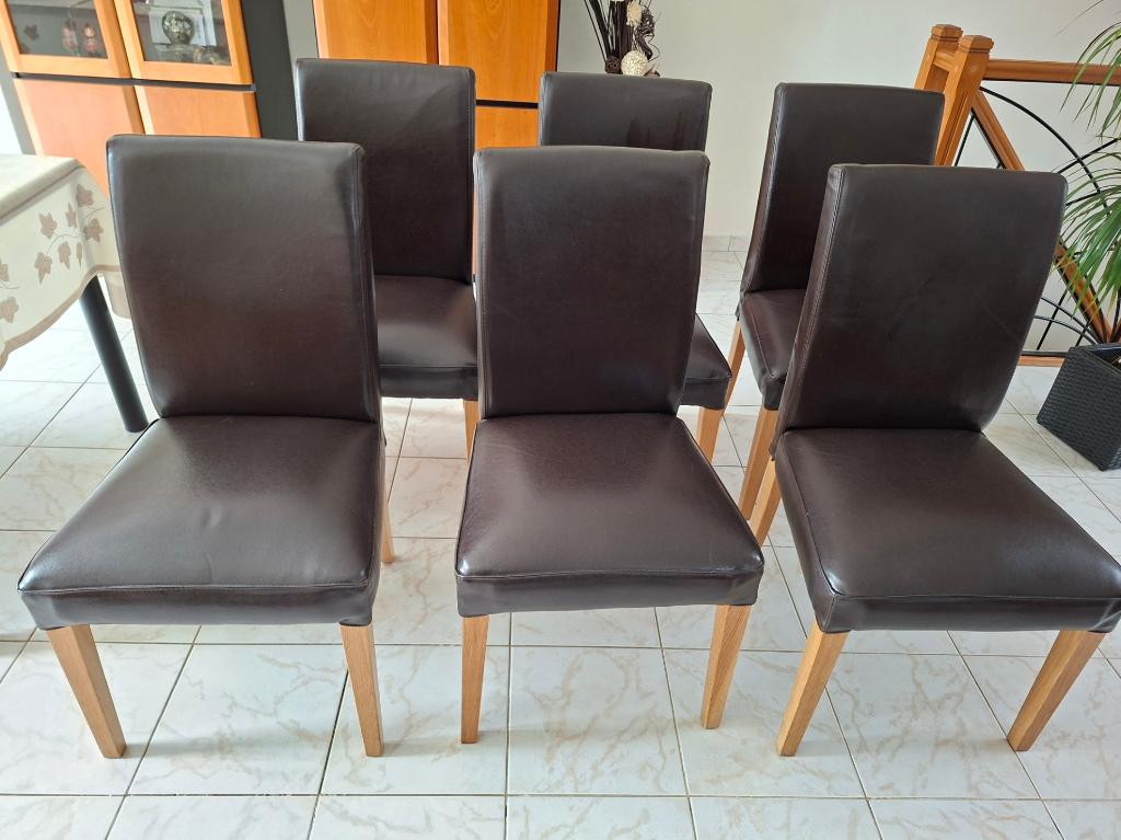 6 chaises de salle à manger cuir marron, Brun, Enlèvement, Bois, Cinq, Six Chaises ou plus