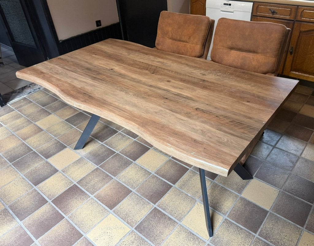 eetafel met 2 comfortabele armstoelen, Ophalen, Gebruikt, Zwart