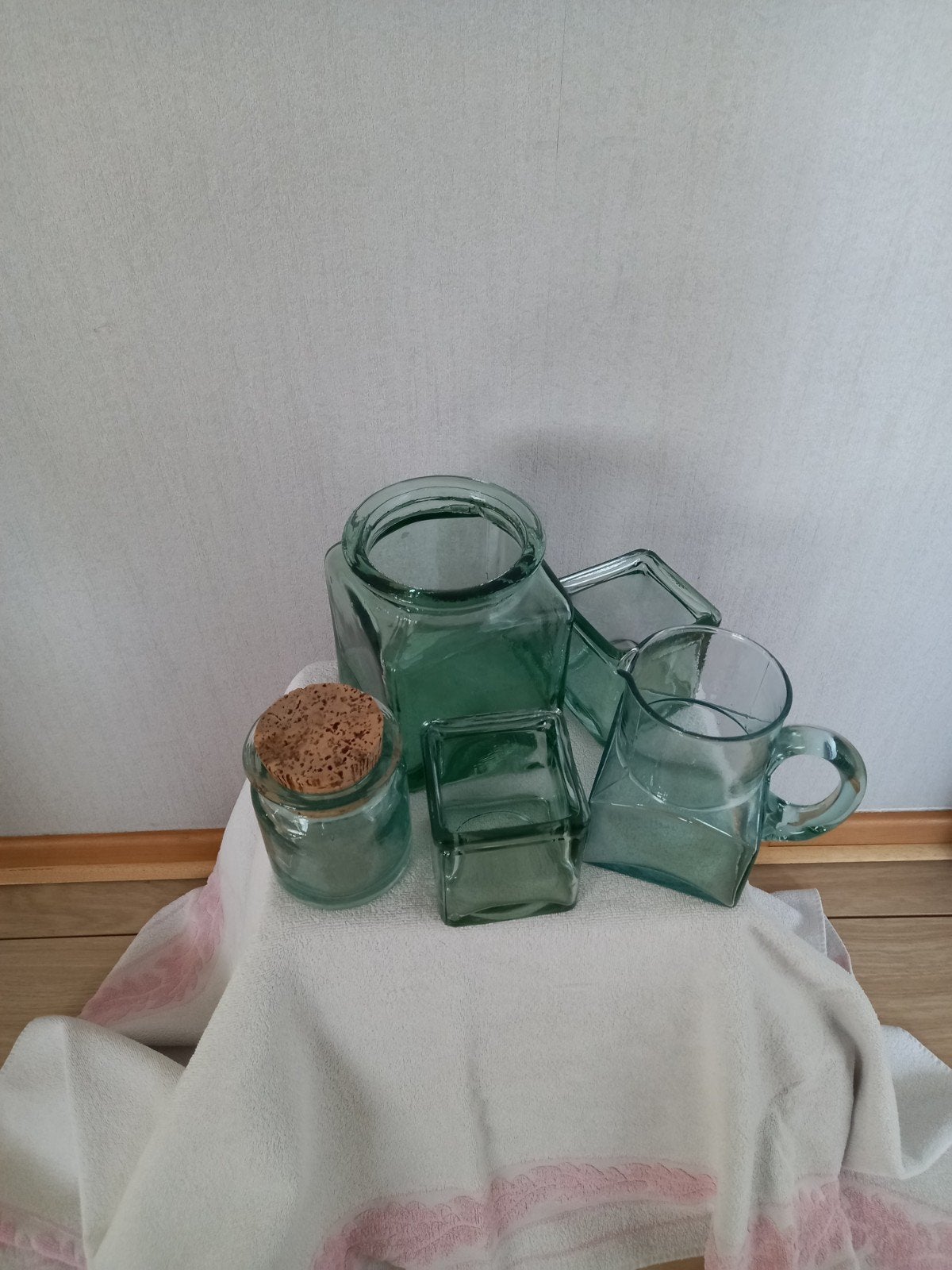 setje groen glaswerk, Antiek en Kunst, Ophalen of Verzenden