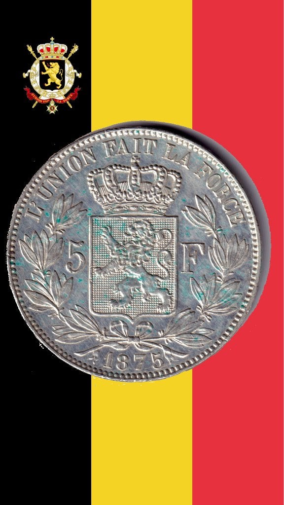 5 francs 1875 (qualité) - Léopold II, Timbres & Monnaies, Monnaies | Belgique, Monnaie en vrac, Argent, Argent, Envoi