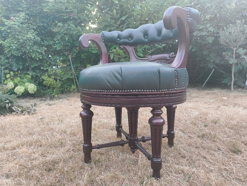 Chesterfield Captain Chair Leder | Klassieke Bureaustoel, Huis en Inrichting, Ophalen, Zo goed als nieuw, Groen, Bureaustoel