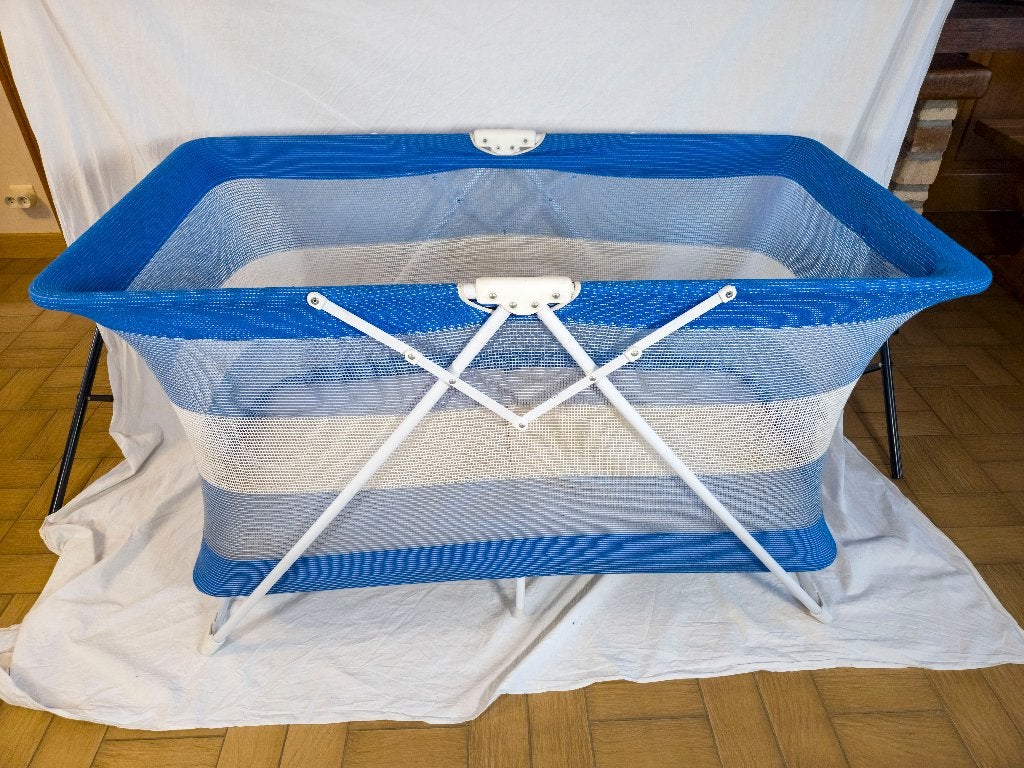 Lit de voyage/parc robuste bleu/blanc (pliable), Enlèvement, Utilisé, Lit de voyage