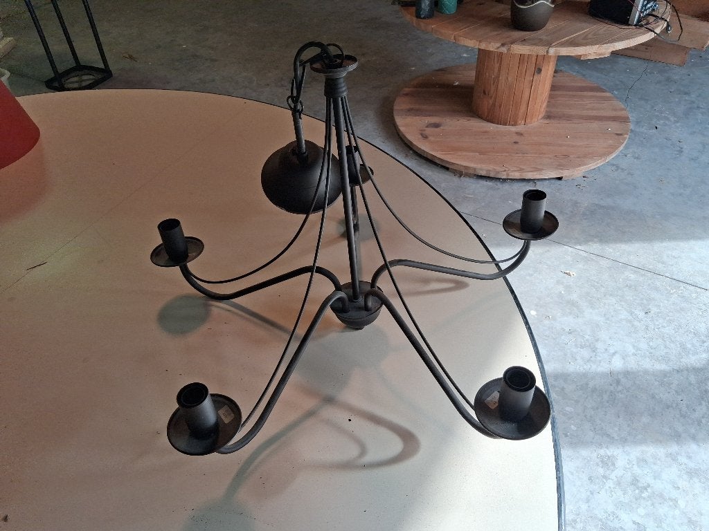 Metalen kroonluchter met 5 takken, Ophalen, Zo goed als nieuw, Metaal, E14 (klein)