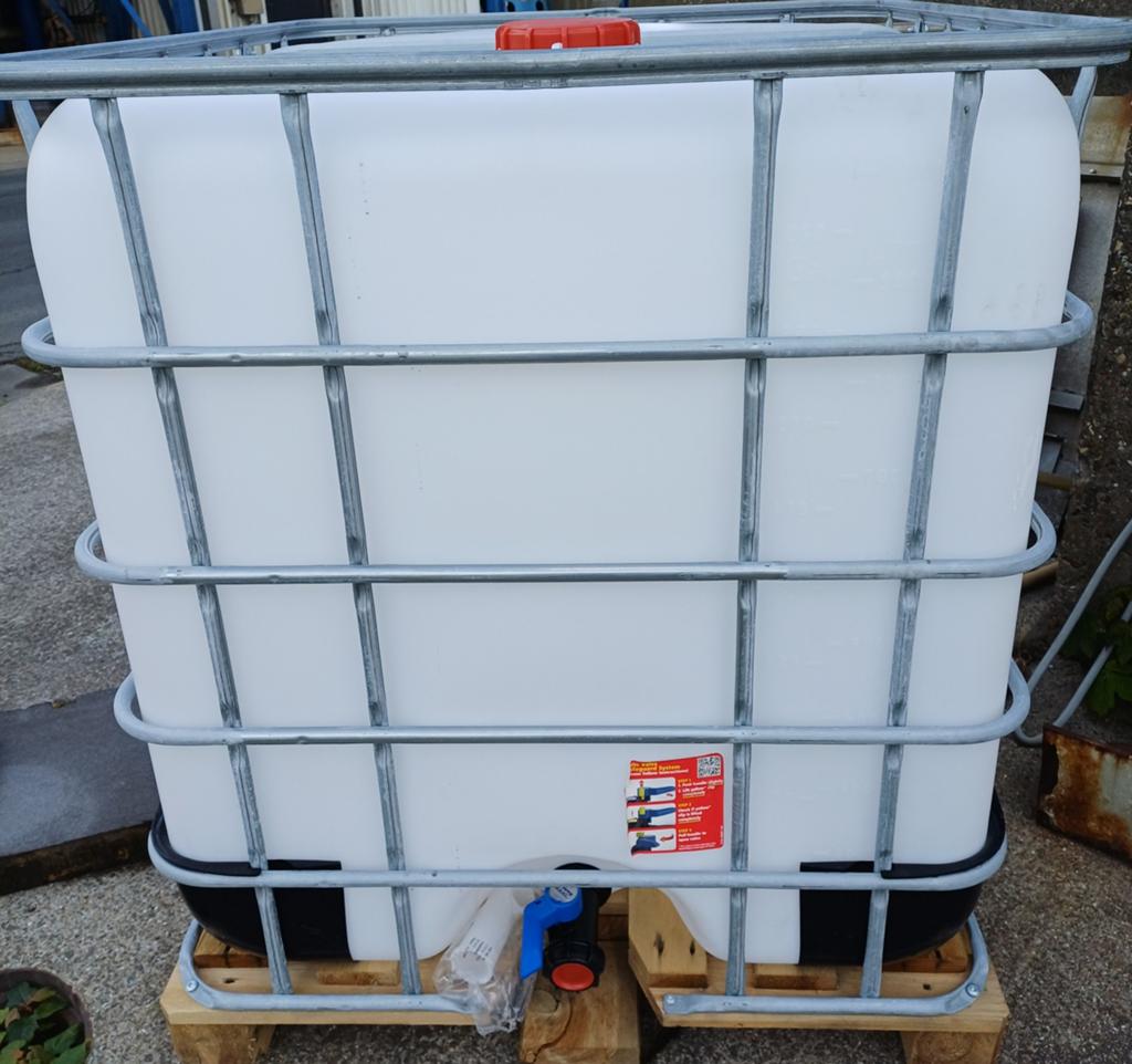 Ibc container 1000 liter, Ophalen, Kunststof, Gebruikt, Met kraantje
