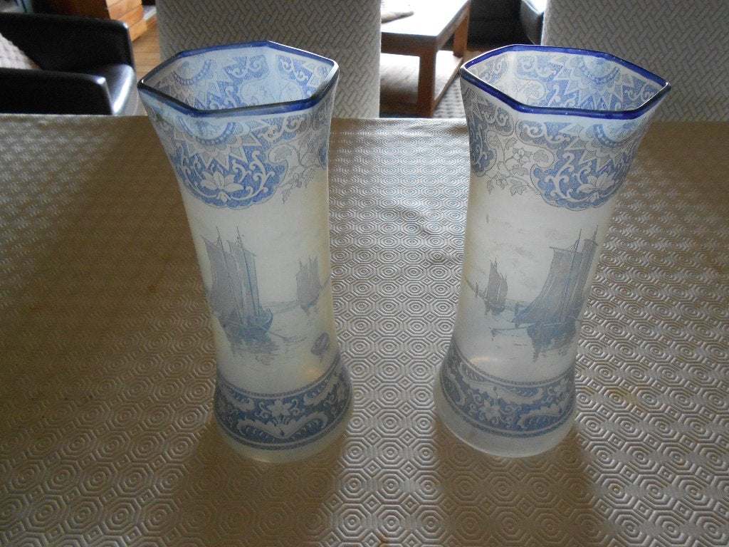 RARE  paire de vases LEGRAS  décor maritime modèle TOUL, Enlèvement
