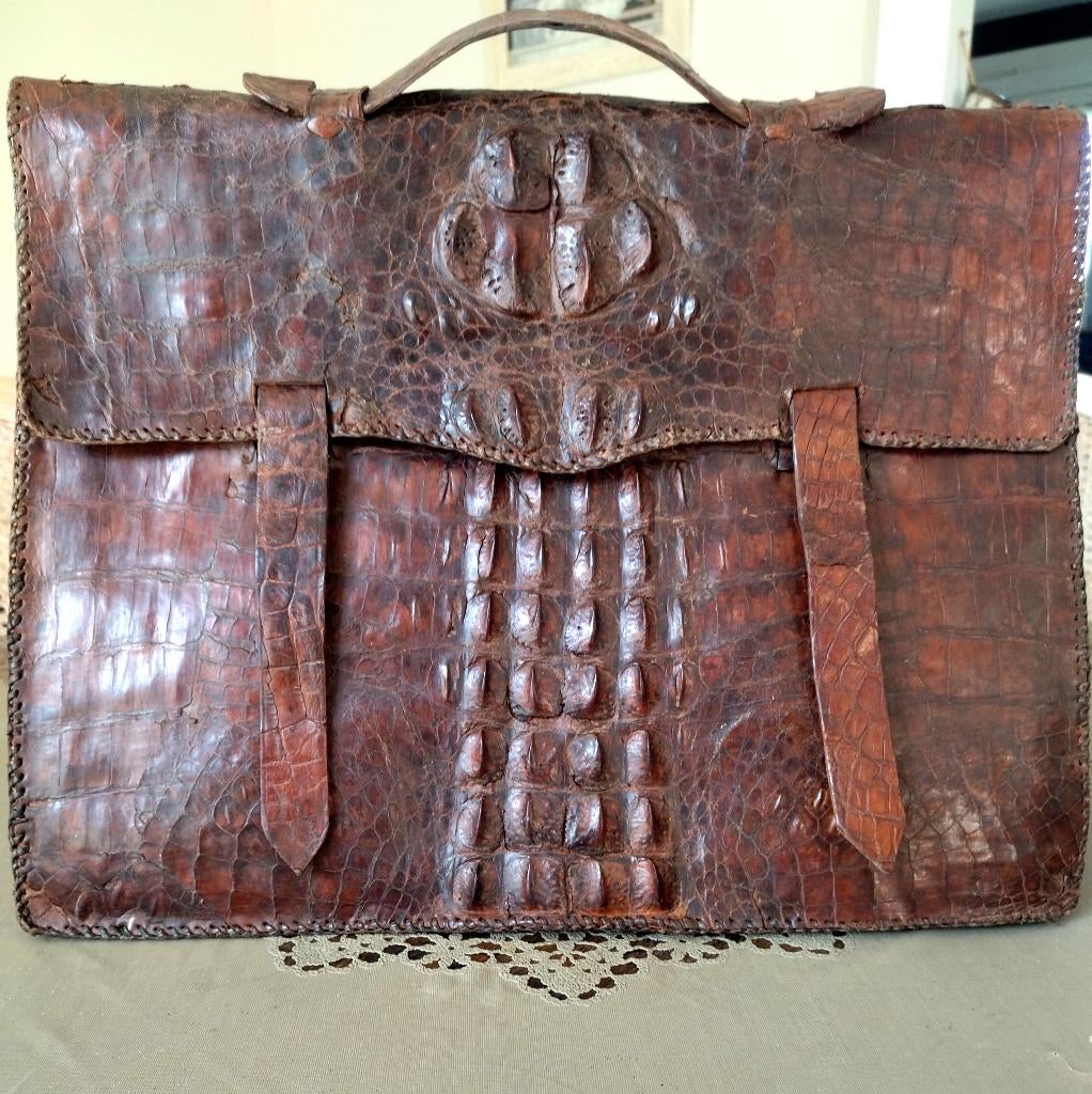 Serviette porte document en croco, Enlèvement, Utilisé