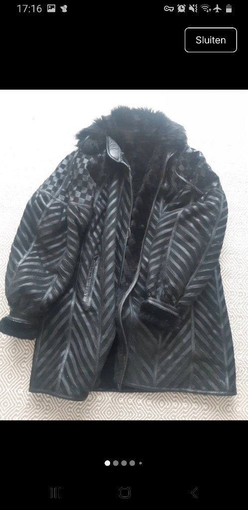 Vintage 80's shearling leder jas, Enlèvement, Comme neuf, Taille 42/44 (L), Noir