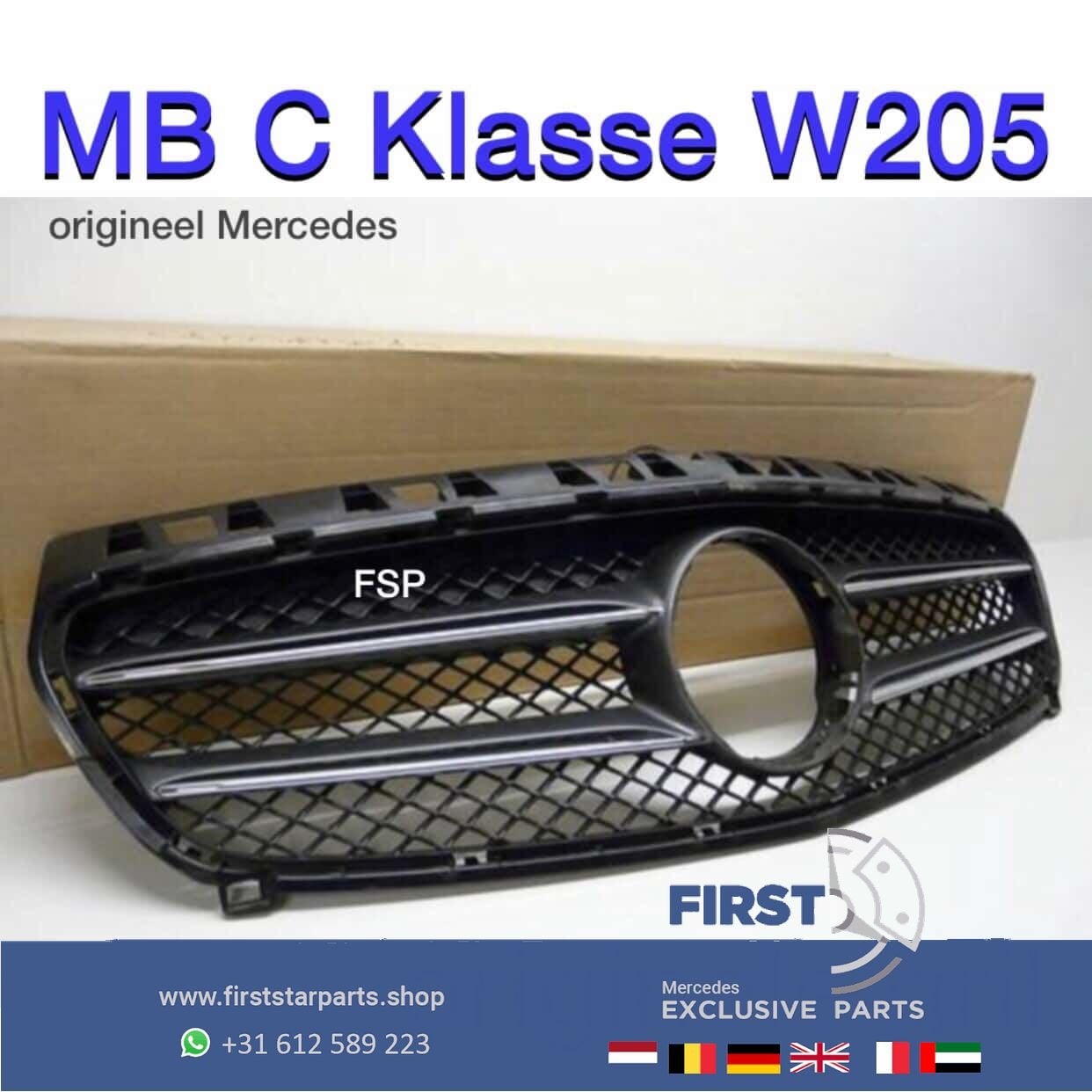W205 GRIL Mercedes C Klasse 2014-2019 NIGHT PAKKET ZWART GRI, Autos : Pièces & Accessoires, Utilisé, -, -, Enlèvement ou Envoi