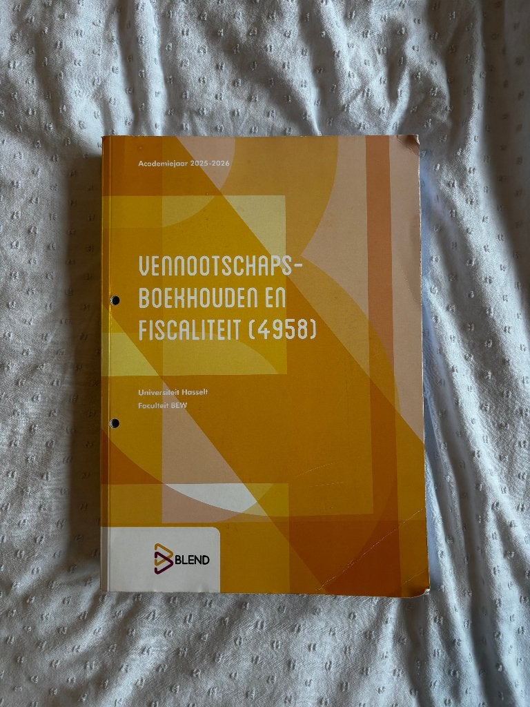 Venootschapsboekhouden en fiscaliteit TEW BEW, Boeken, Ophalen of Verzenden, Zo goed als nieuw, Hoger Onderwijs