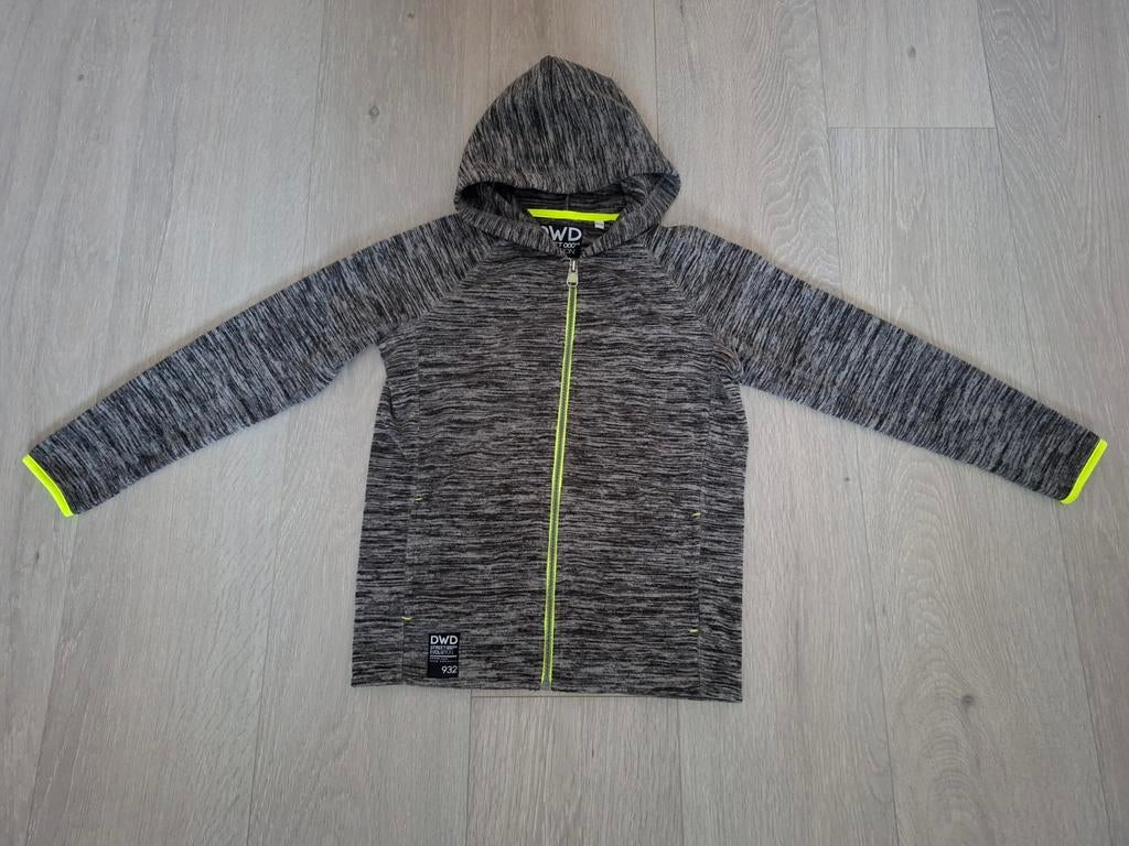 M134/140: trui in fleece met fluo accent, Ophalen of Verzenden, Zo goed als nieuw, Jongen of Meisje, Trui of Vest