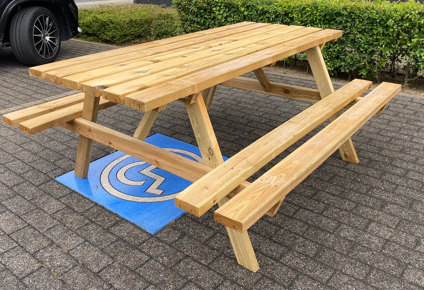 Picknictafel - Picknickbank, Tuin en Terras, Picknicktafels, Ophalen, Zo goed als nieuw, Rechthoekig, Hout