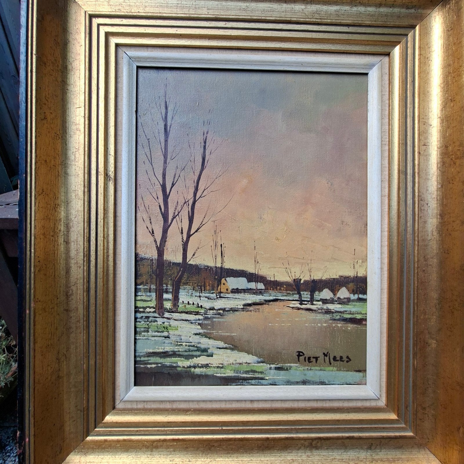Un ciel magnifique. Piet Mees, Antiquités & Art, Enlèvement ou Envoi, Peinture à l'huile, Paysage, Encadré
