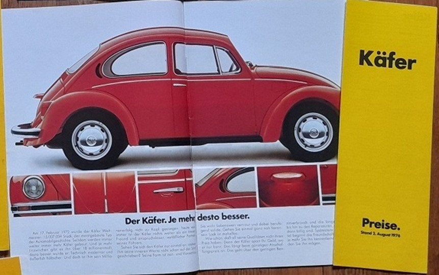 VW 1200 Beetle, 8/1976 brochure + liste de prix, Livres, Autos | Brochures & Magazines, Comme neuf, Volkswagen, Envoi