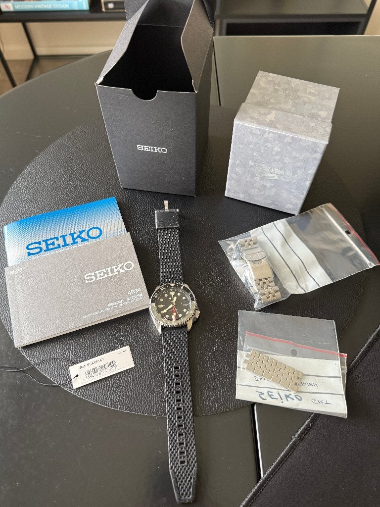 Seiko 5 Sports  GMT zwart SSK001, Handtassen en Accessoires, Seiko, Gebruikt, Staal, Polshorloge