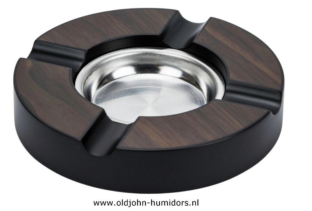 SIGAREN ASBAK -ROND MET 2 LEGGERS WALNOOT - 16 cm!   sab21, Verzenden, Nieuw, Asbak