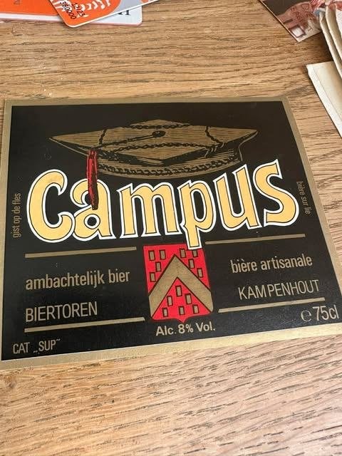 Campus biet etiket label 75 cl biertoren Kampenhout 75 cl, Verzamelen, Ophalen of Verzenden, Nieuw, Overige typen, Overige merken