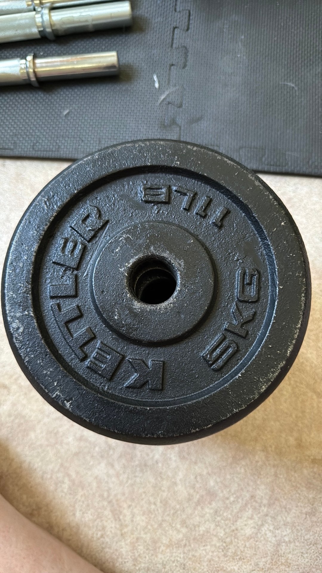 Halterschijf 5 kilo, 8 stuks, Sport en Fitness, Ophalen, Zo goed als nieuw, Halterschijven