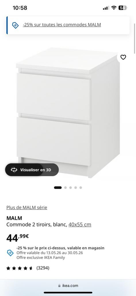 Table de chevet malm ikea, Enlèvement, Utilisé