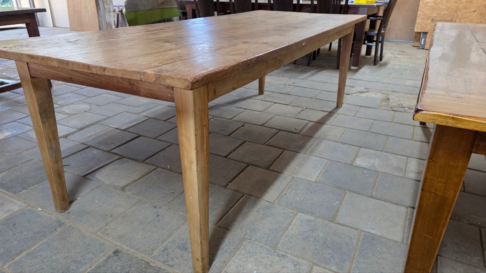 boerentafel 2,5 meter lang mooi geleefd blad met 3 laden, Huis en Inrichting, Tafels | Eettafels, Ophalen of Verzenden, Gebruikt