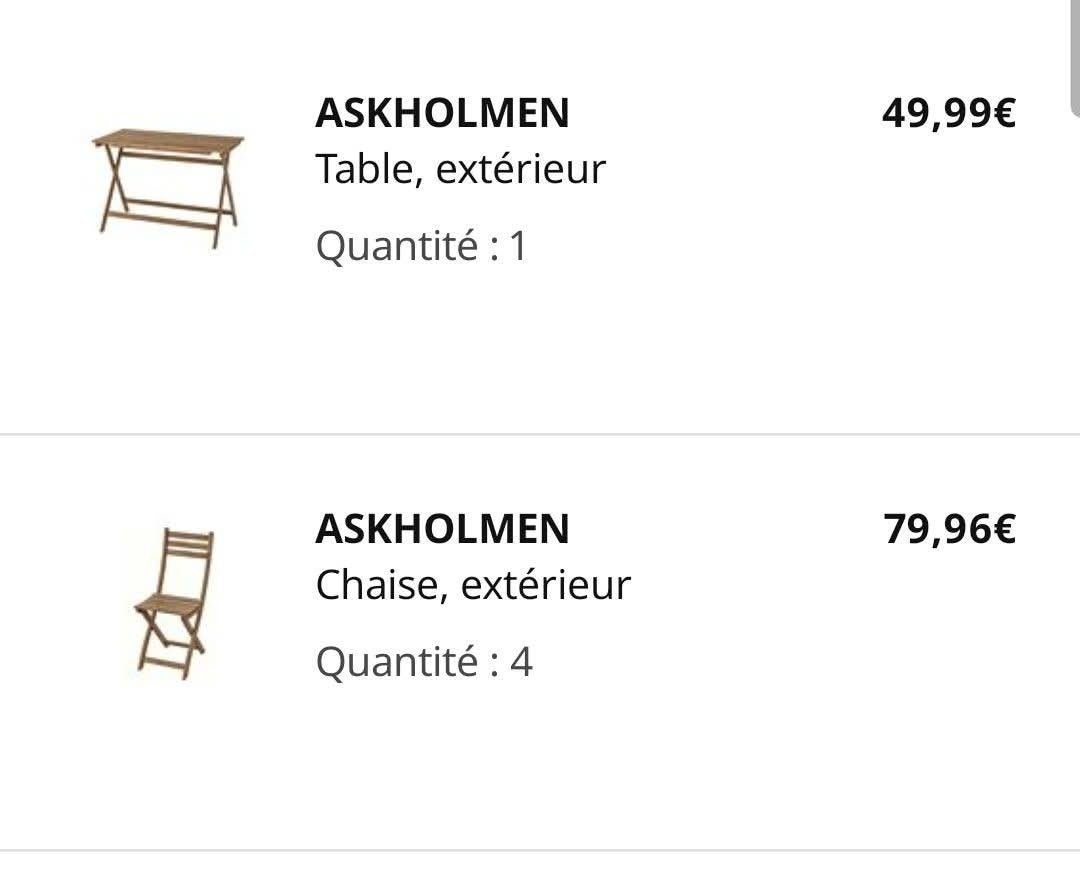 table et 4 chaises d ikea, Enlèvement, Comme neuf, Bois, Pliant