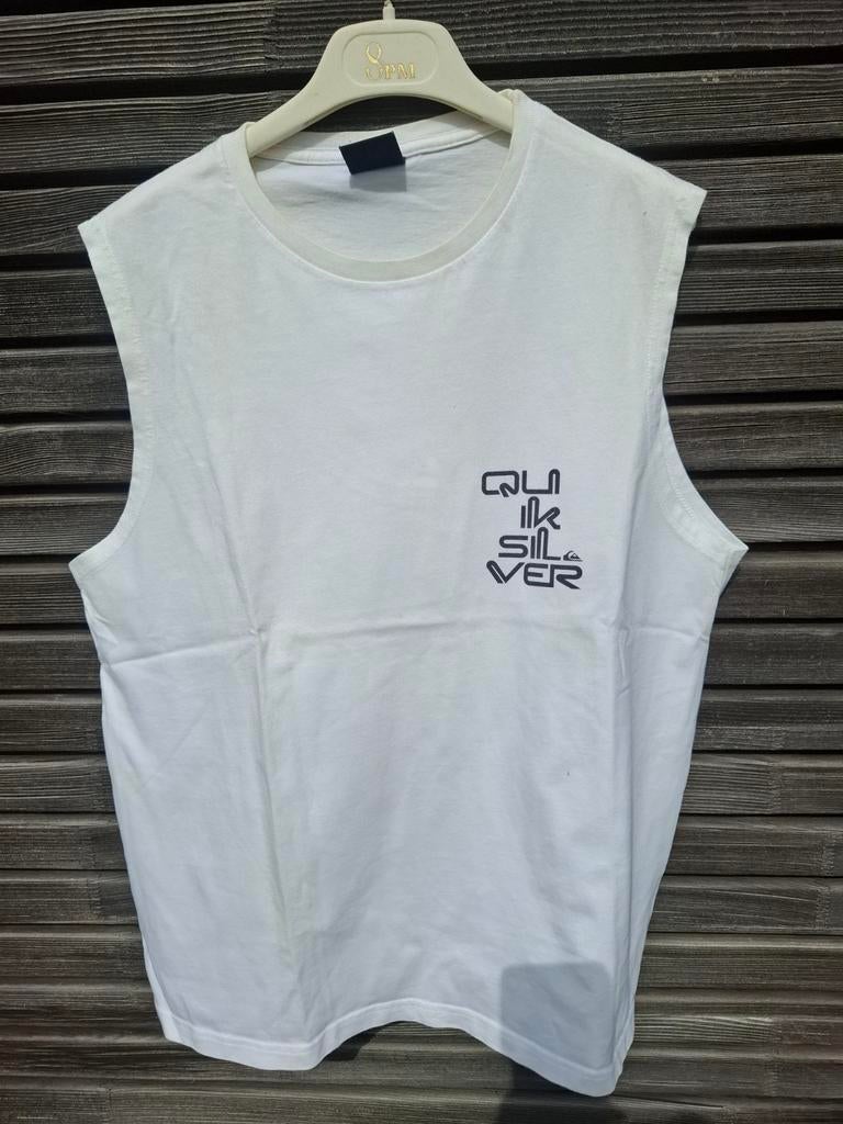 Quiksilver L wit zwart mouwloos t-shirt, Quiksilver, Maat 52/54 (L), Wit, Ophalen of Verzenden