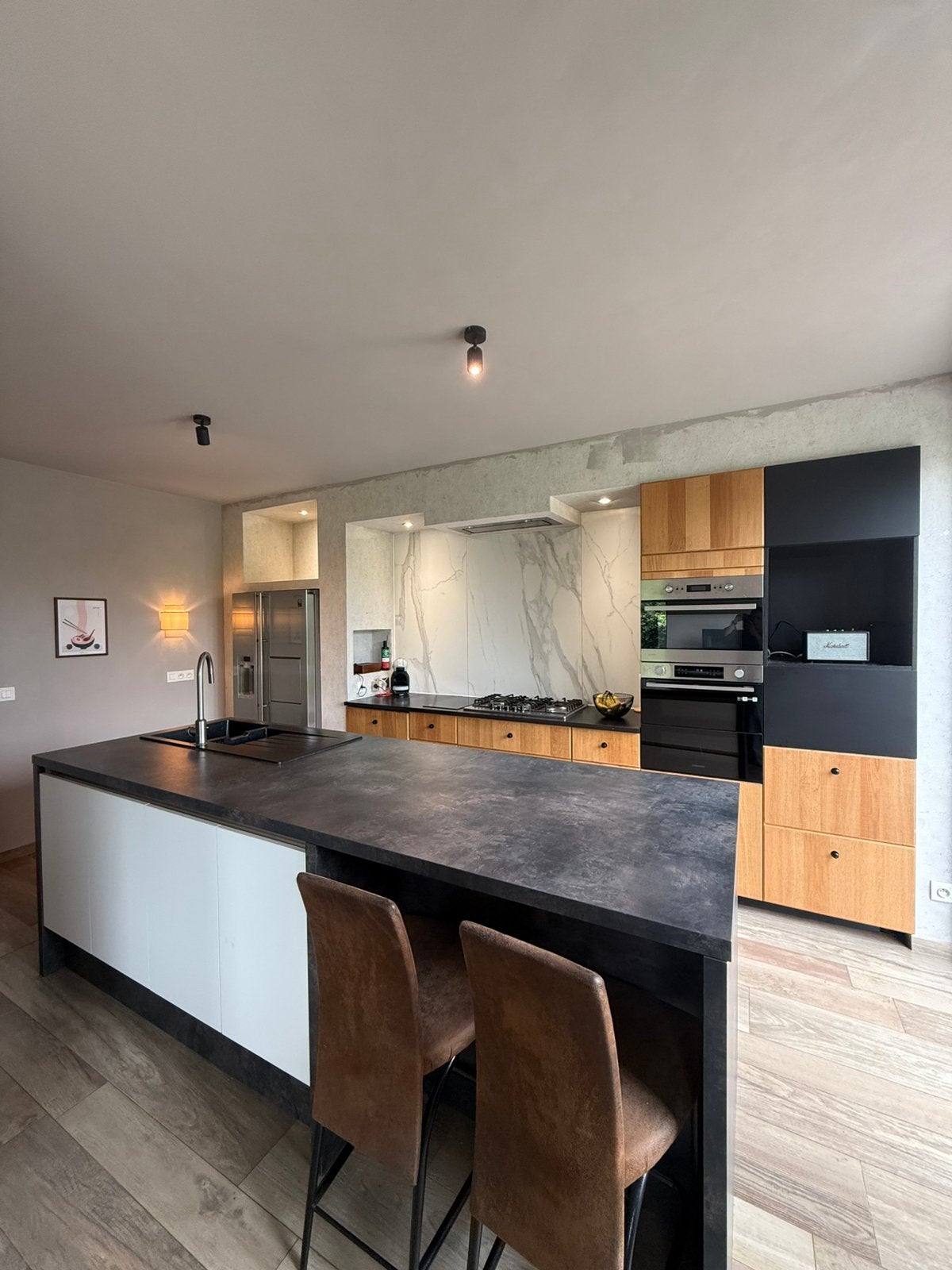 Keuken inclusief toestellen te koop, Synthétique, Brun, Enlèvement, Utilisé