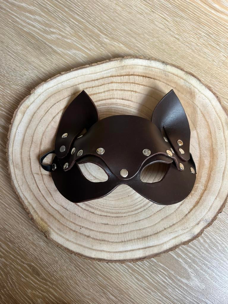 Masker kat in leder Prijsdaling!!, Enlèvement, Comme neuf