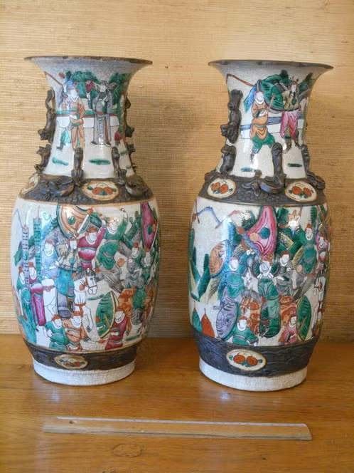 Paar prachtige Nanking Chinese vazen van 44,5 cm!, Antiek en Kunst, Ophalen