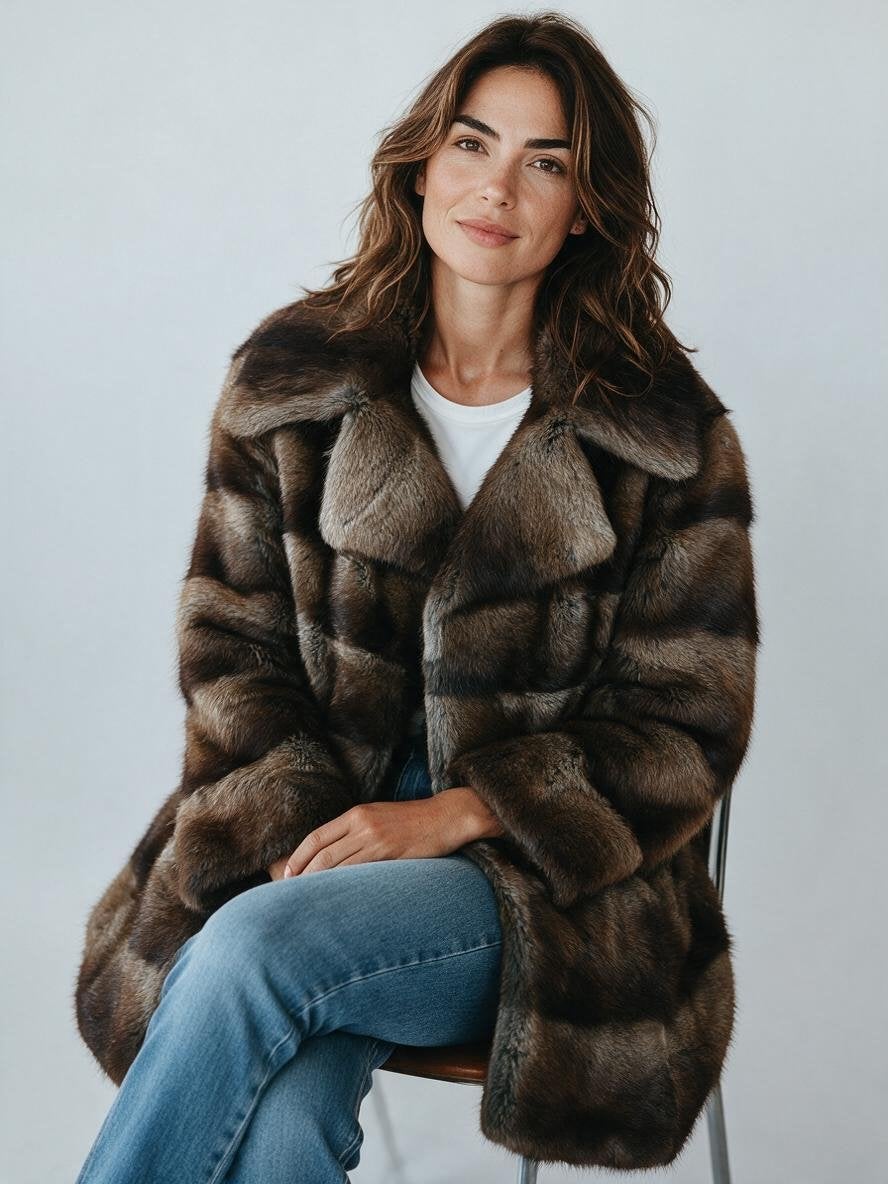 Veste vintage en véritable fourrure – 40/42, Enlèvement ou Envoi, Porté, Taille 38/40 (M), Beige