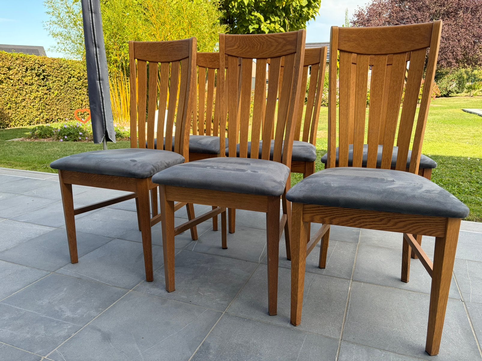 Ensemble de 6 chaises chêne clair, Gris, Comme neuf, Contemporain, Enlèvement