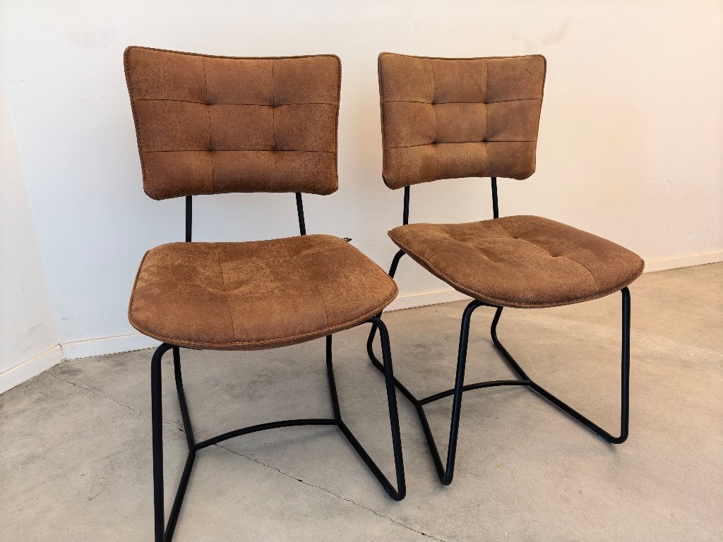 2 Eetkamerstoelen H&H - Henders and Hazel - Julien - Cognac, Ophalen, Twee, Overige kleuren, Leer