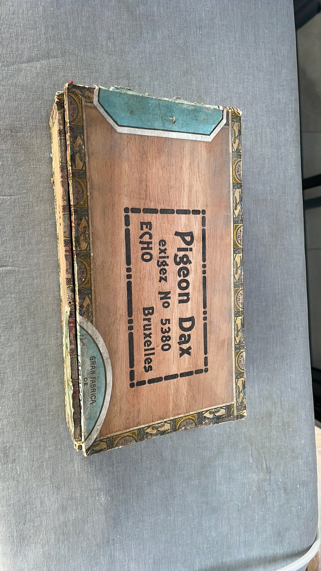 Oude houten sigarendoos Pigeon Dax Echo Brussels, Ophalen of Verzenden, Zo goed als nieuw